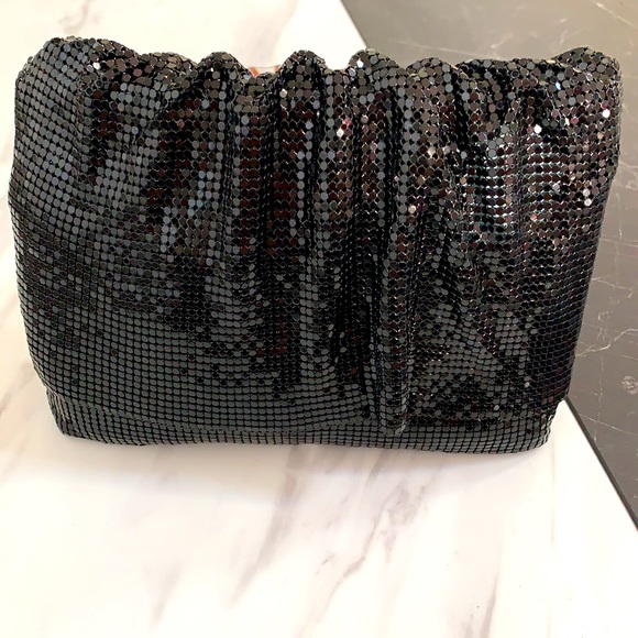 Mesh bag with drape front detail and strap, black - Picture 2 of 5